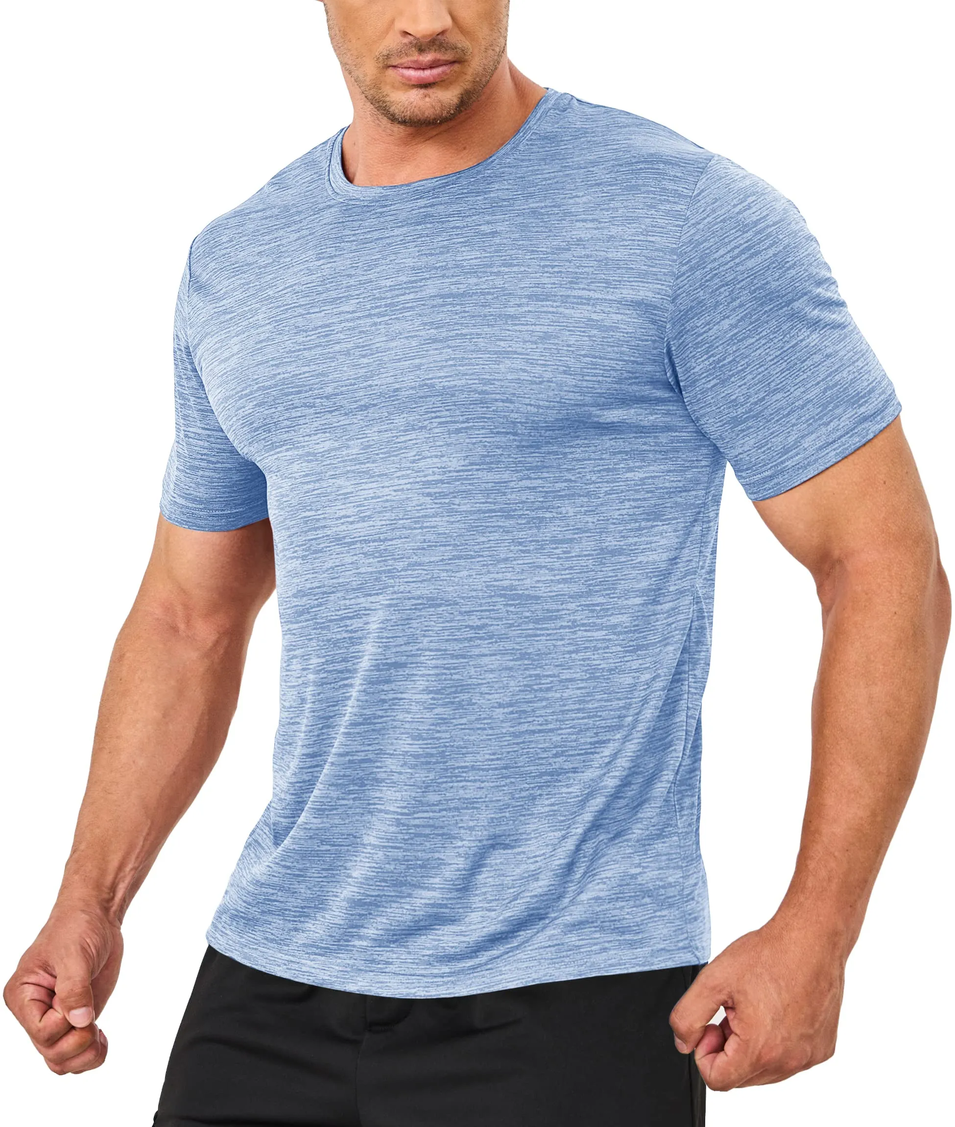 Mens Summer Quick Dry T-shirts Mens Running Tee Shirts Short Sleeve Athlete Elastic Workout Sportswear Outdoor Casual Tops