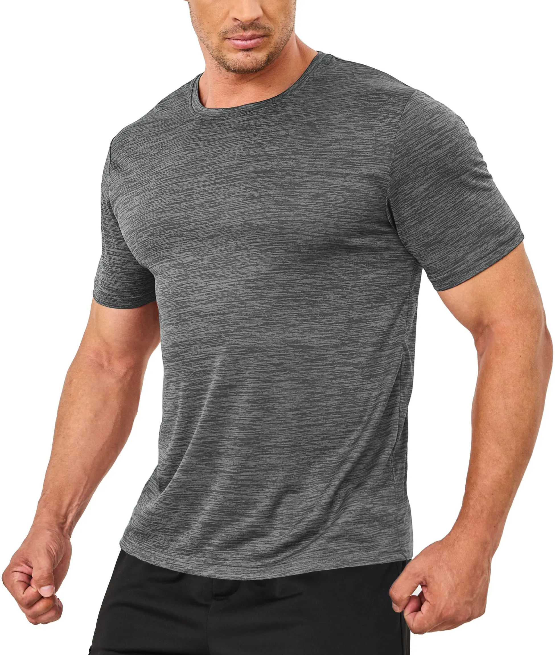 Mens Summer Quick Dry T-shirts Mens Running Tee Shirts Short Sleeve Athlete Elastic Workout Sportswear Outdoor Casual Tops