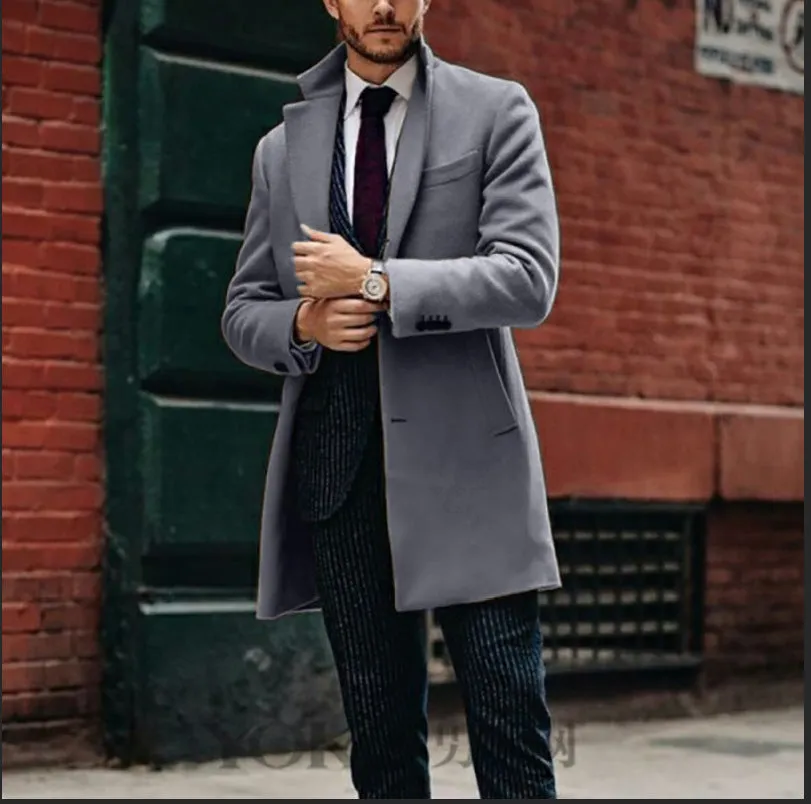 mid-length double-sided woolen coat Men's