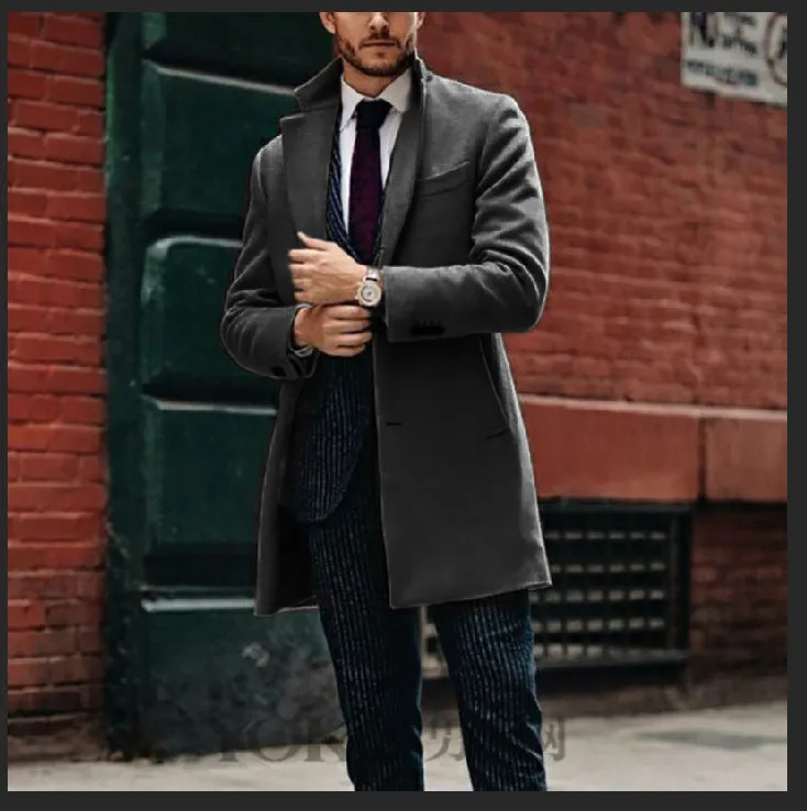 mid-length double-sided woolen coat Men's