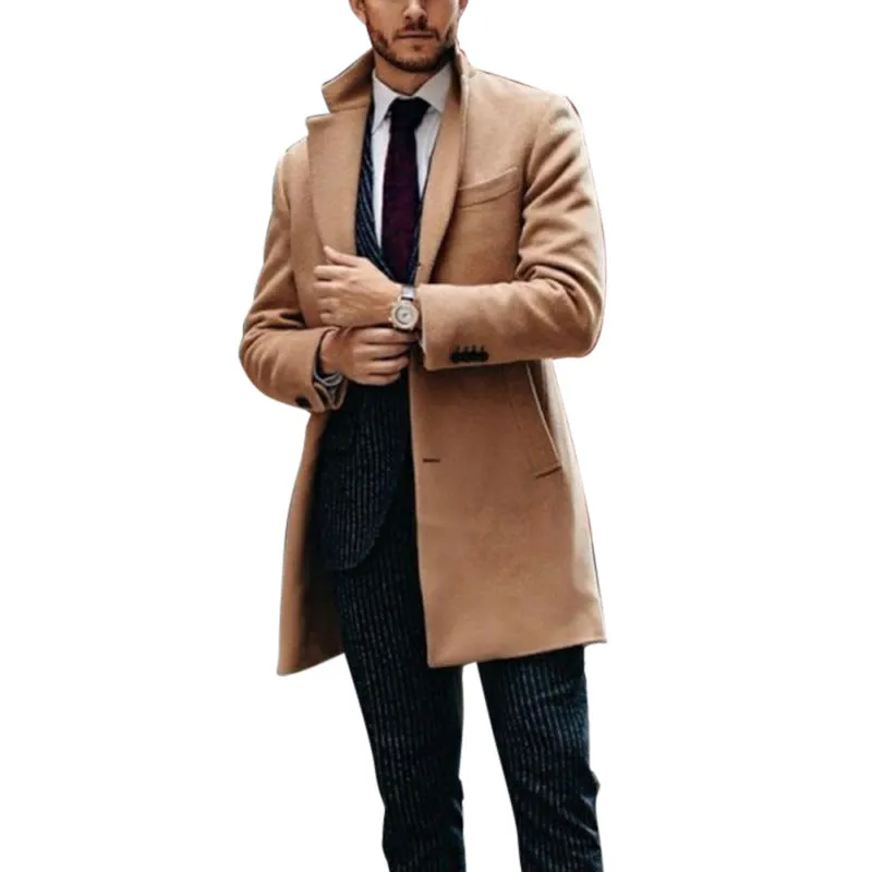 mid-length double-sided woolen coat Men's