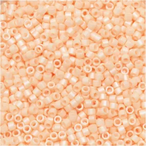 Miyuki Delica Seed Beads, 11/0 Size, #1522 Matte Opaque Light Peach AB (7.2 Gram Tube)