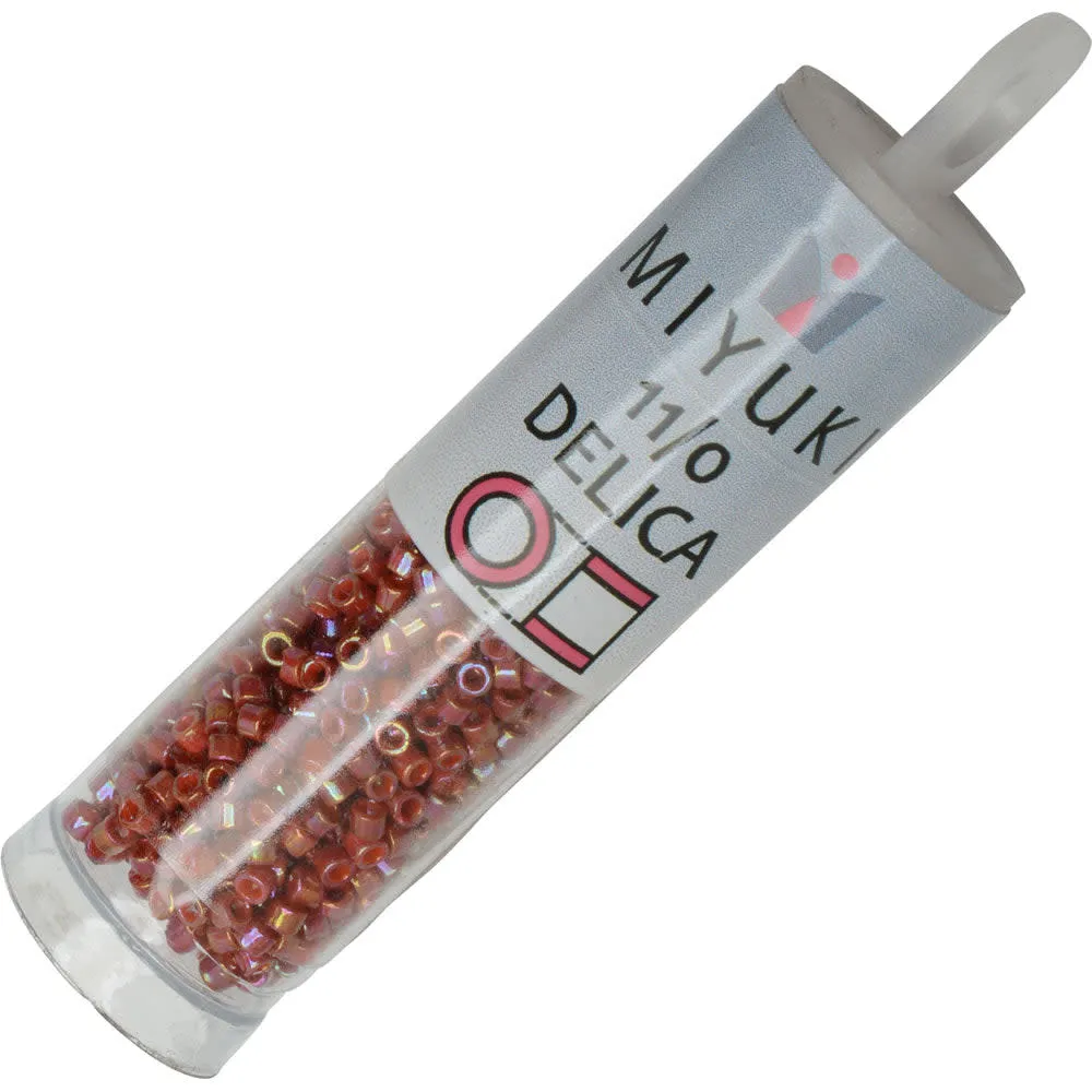 Miyuki Delica Seed Beads, 11/0 Size, #2275 Glazed Opaque Dark Red (7.2 Gram Tube)