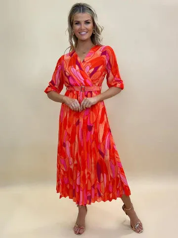 Orange/Pink Positano MIDI Dress- Kate & Pippa