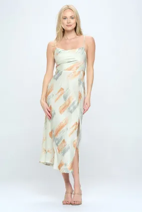 Paint Stroke Midi Slip Dress