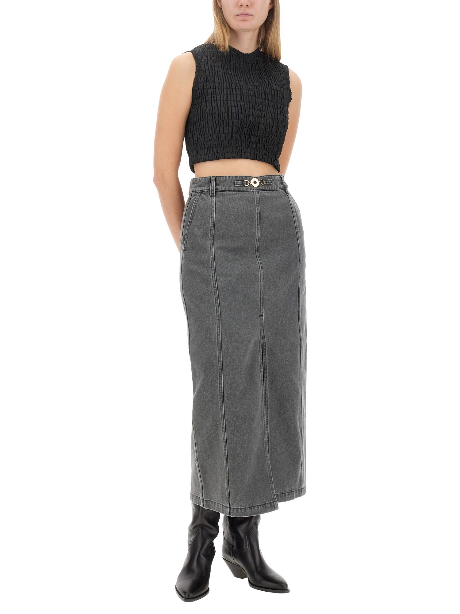 PATOU    MIDI SKIRT WITH SLIT