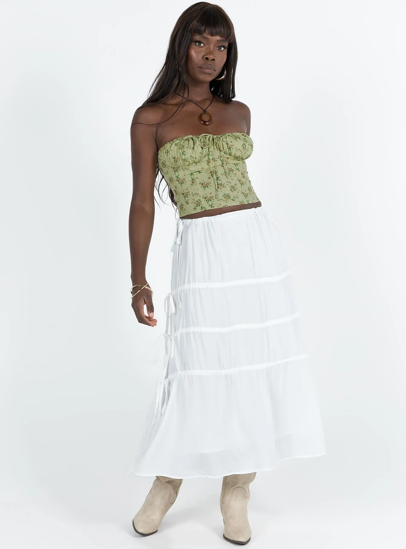 Perky Maxi Skirt White