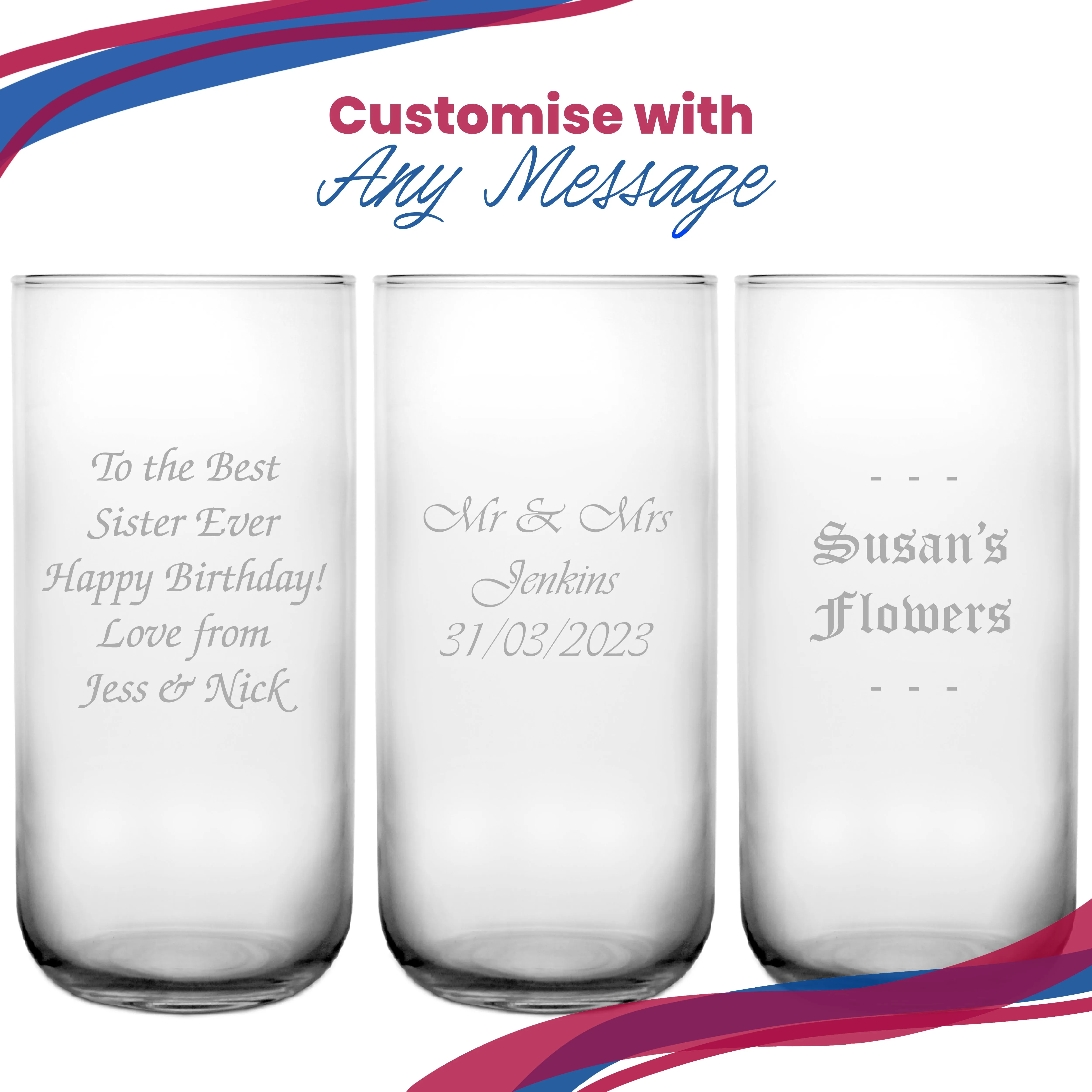 Personalised Engraved 21cm Duo Vase, Customise with Any Message for Any Occasion