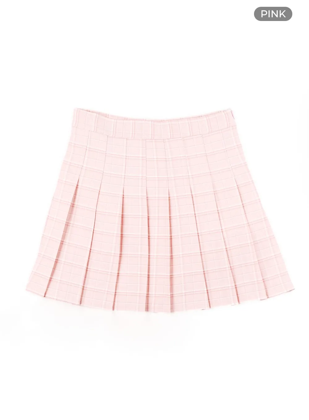 Pleated Checkered Mini Skirt OM429