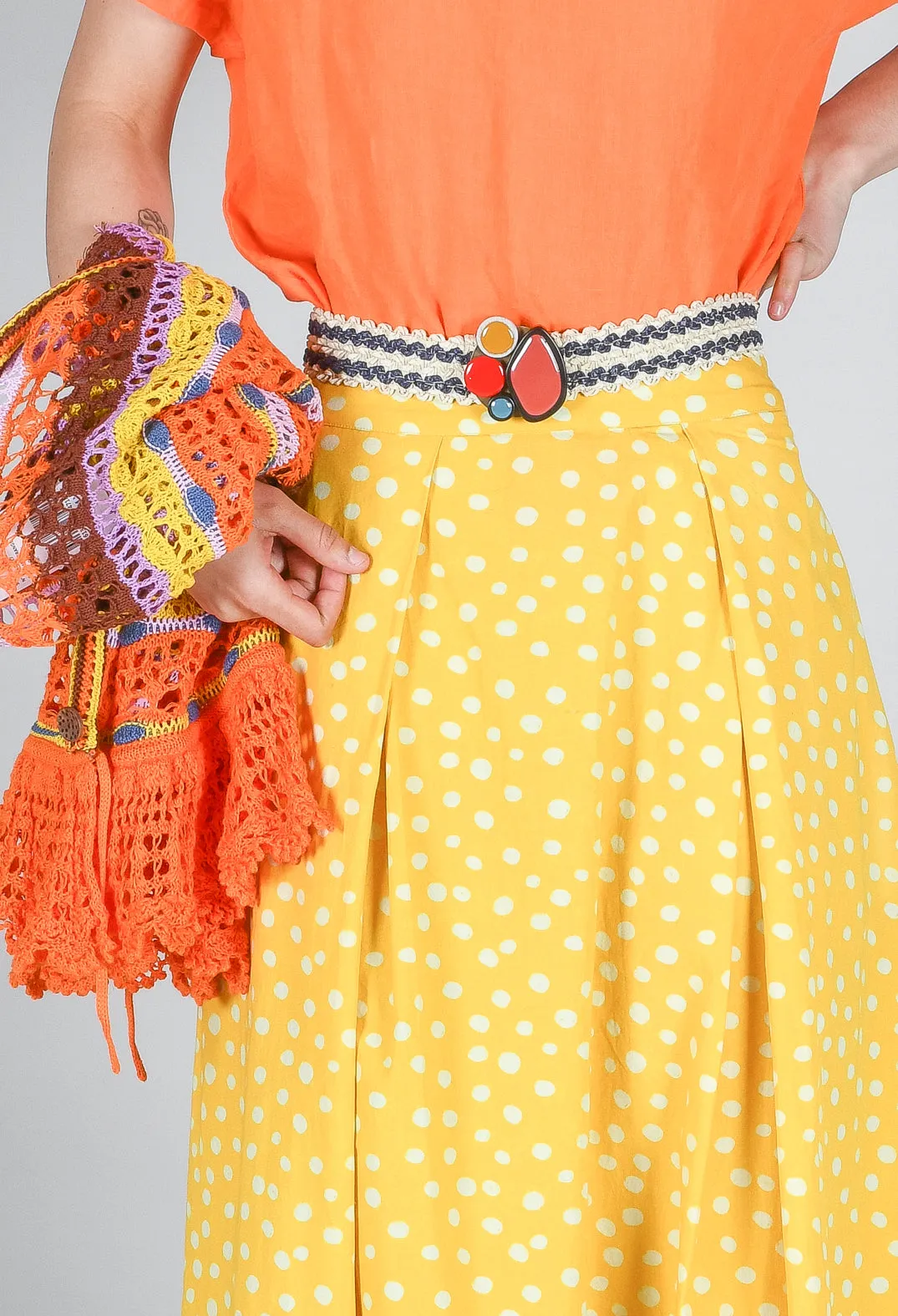 Pleated Maxi Skirt in Yellow