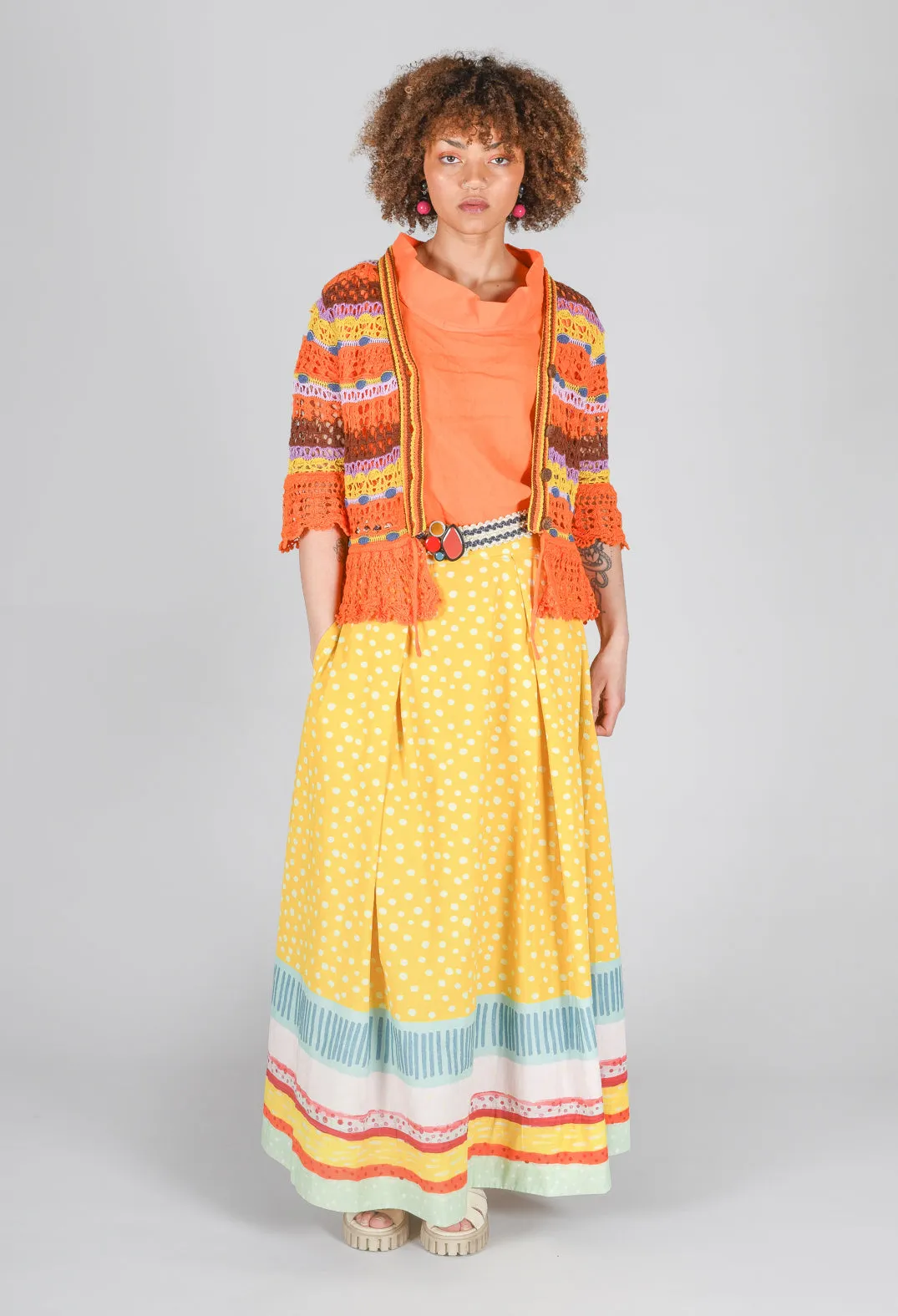 Pleated Maxi Skirt in Yellow