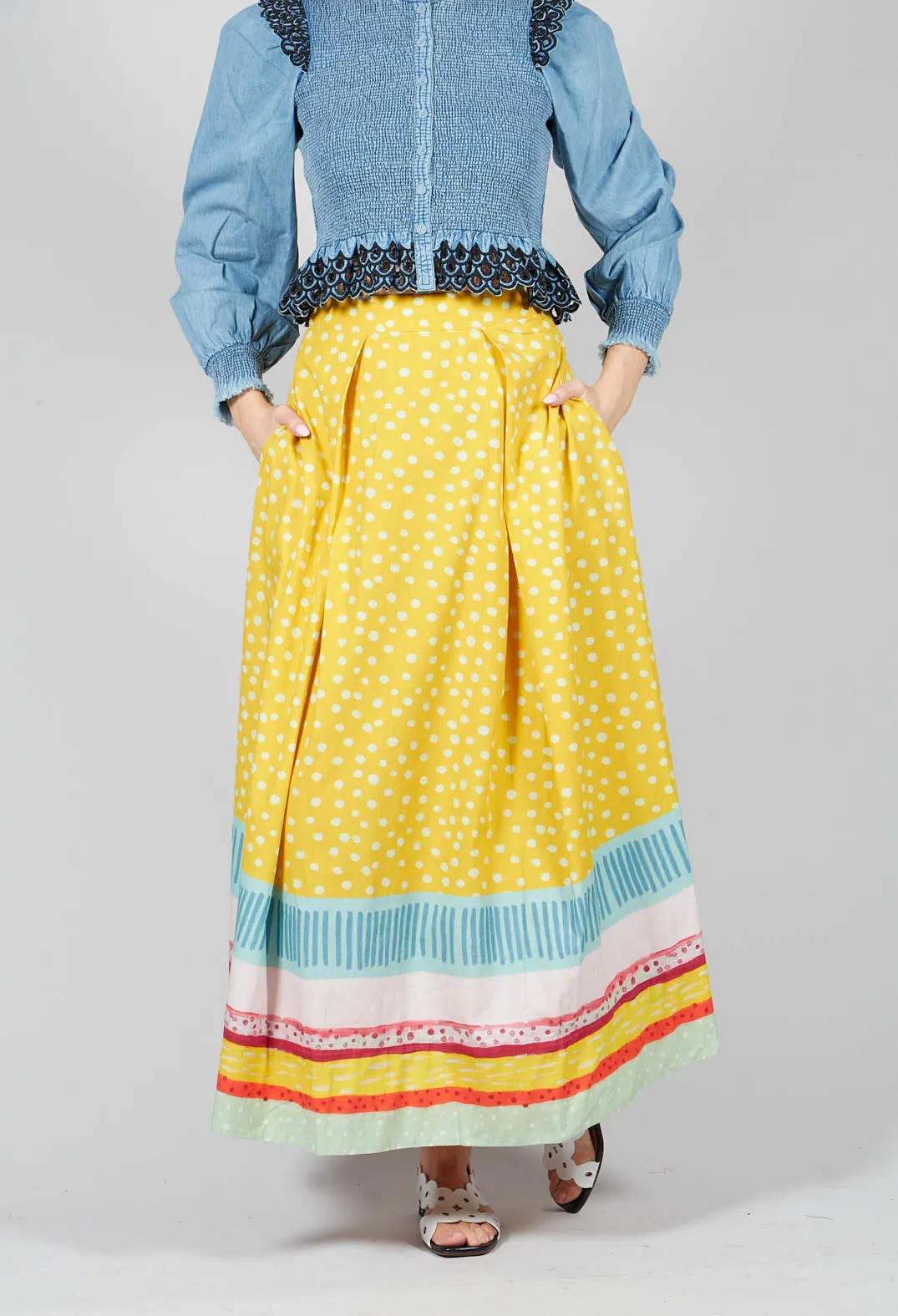 Pleated Maxi Skirt in Yellow