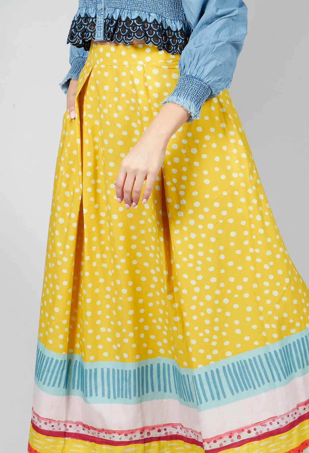 Pleated Maxi Skirt in Yellow