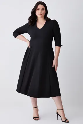 Plus Size Structured Crepe Full Skirted Midi Dress | Karen Millen