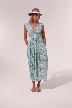 Poupette St. Barth - Long Dress Agness - Green Mid 70’s Garden