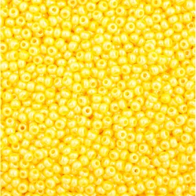 Preciosa Czech Glass, 11/0 Round Seed Bead, Opaque Golden Yellow Luster (1 Tube)