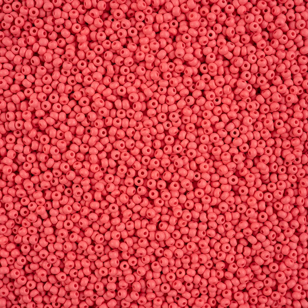 Preciosa Czech Glass, 11/0 Round Seed Bead, PermaLux Dyed Chalk Red - Matte (1 Tube)