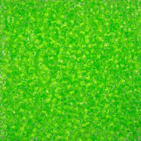 Preciosa Czech Glass, 8/0 Round Seed Bead, Crystal Color Lined Neon Green (1 Tube)