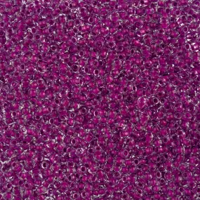 Preciosa Czech Glass, 8/0 Round Seed Bead, Crystal Color Lined Neon Purple (1 Tube)