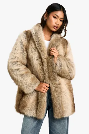 Premium Vintage Look Faux Fur Coat