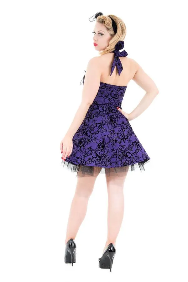 Purple Barb Wire Rose Mini Dress