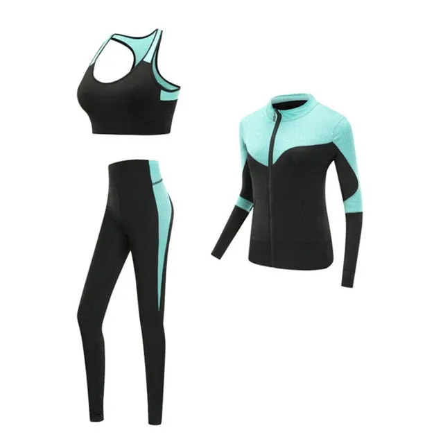 Quick dry women sportswear 4PCS set fitness gym yoga clothing