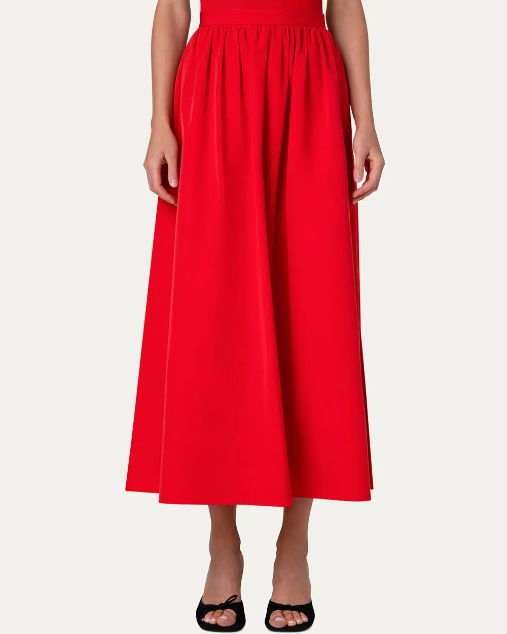 Red Taffeta Aline Techno Skirt