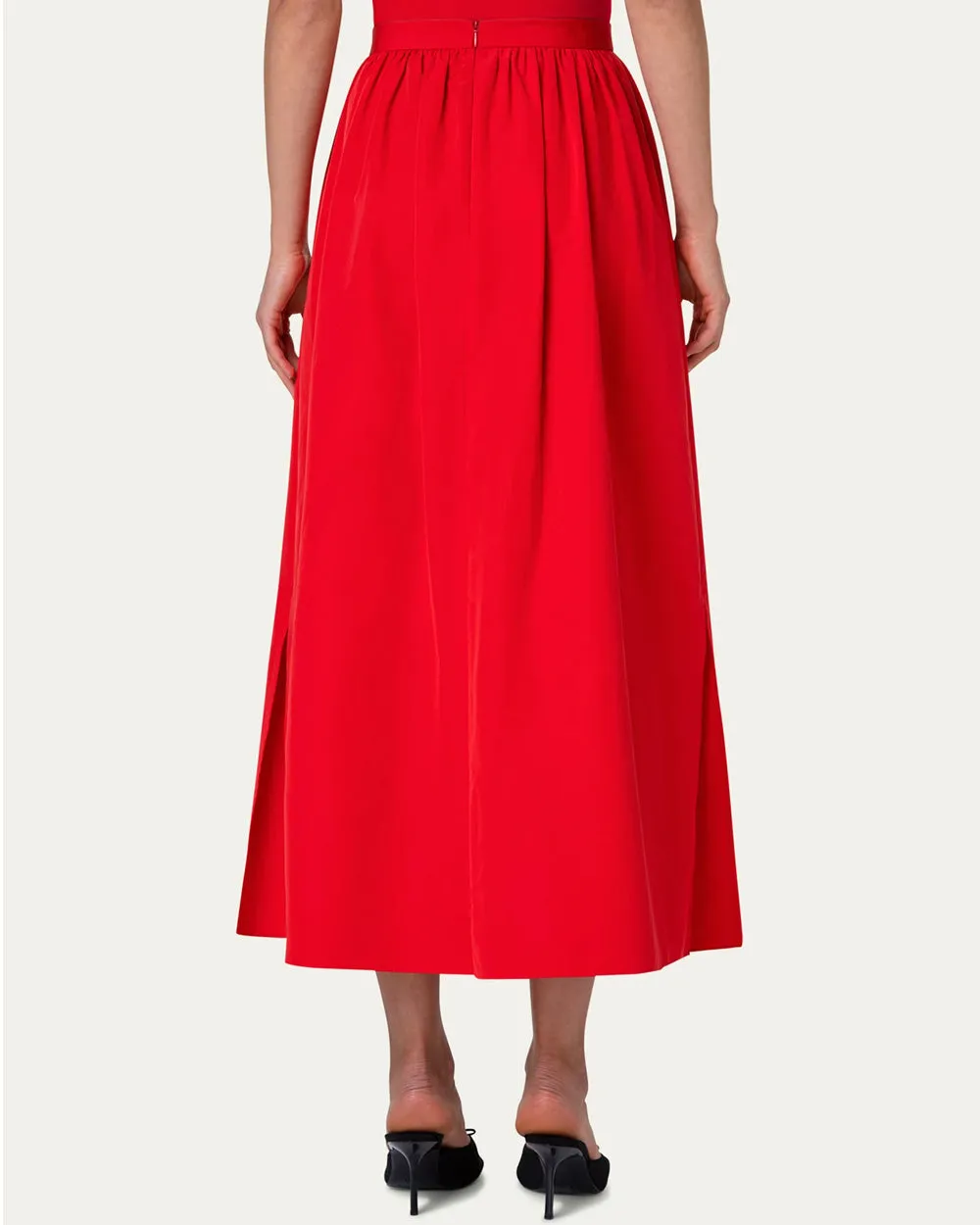 Red Taffeta Aline Techno Skirt