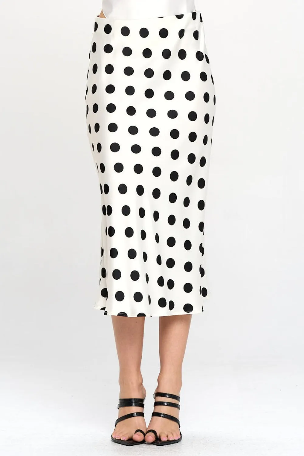 Renee Polka Dot Satin Midi Skirt