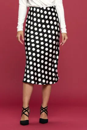 Renee Polka Dot Satin Midi Skirt