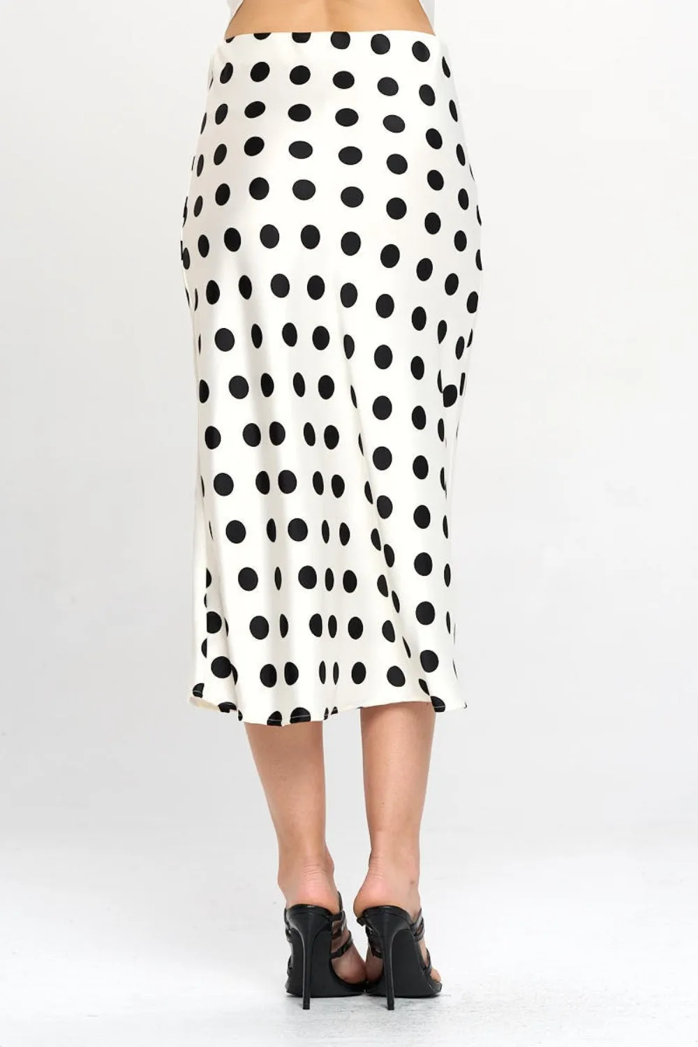 Renee Polka Dot Satin Midi Skirt