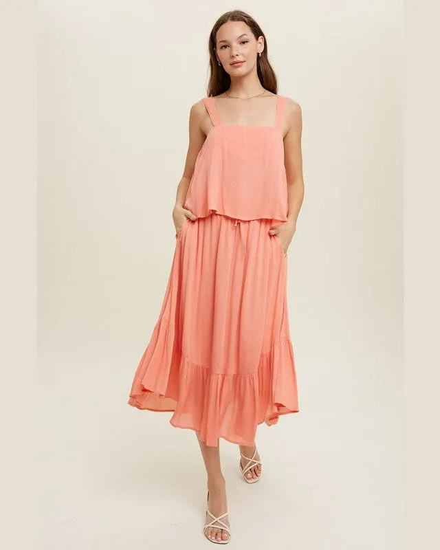 Ruffle Hem Midi Skirt