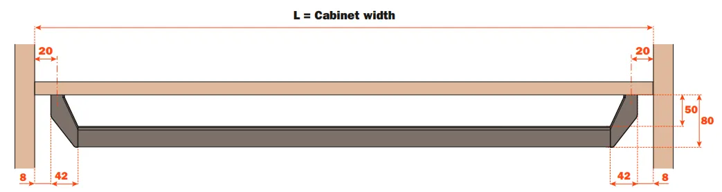 Salice Excessories Hanger Rail End Supports - Angled - No Back Cover