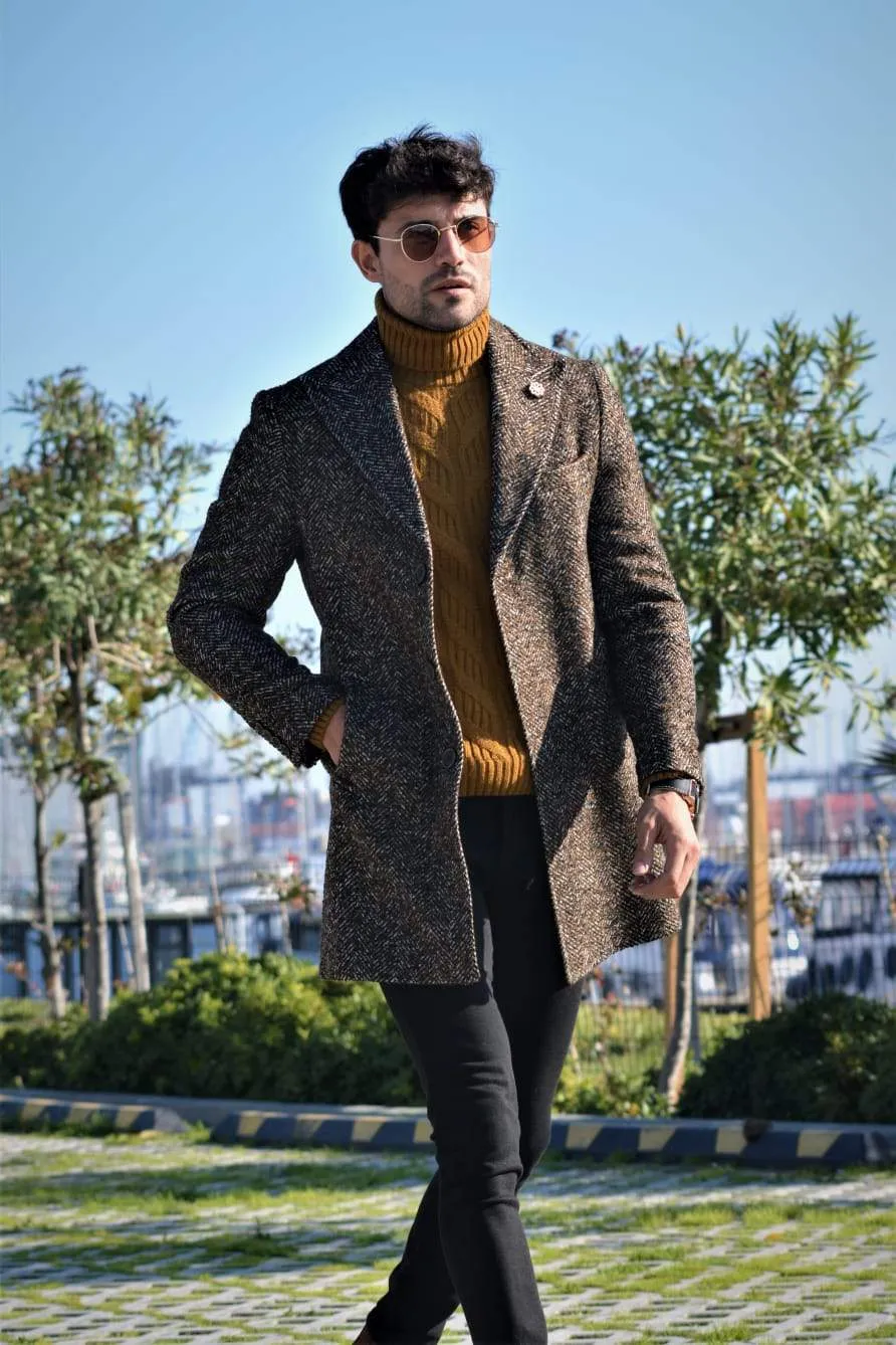 Saponi wool Coat Brown & Khaki