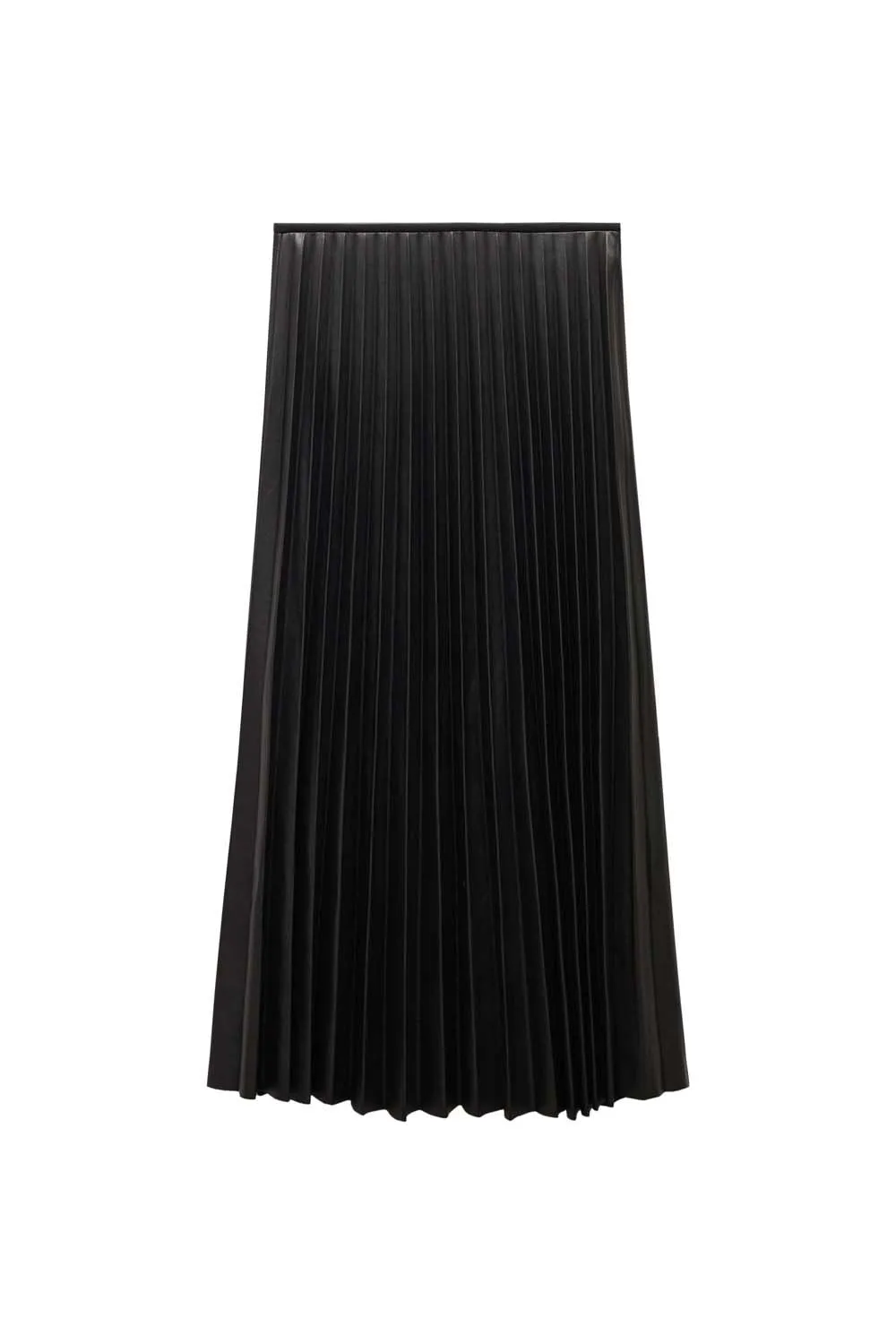 Satin-effect pleated midi-skirt