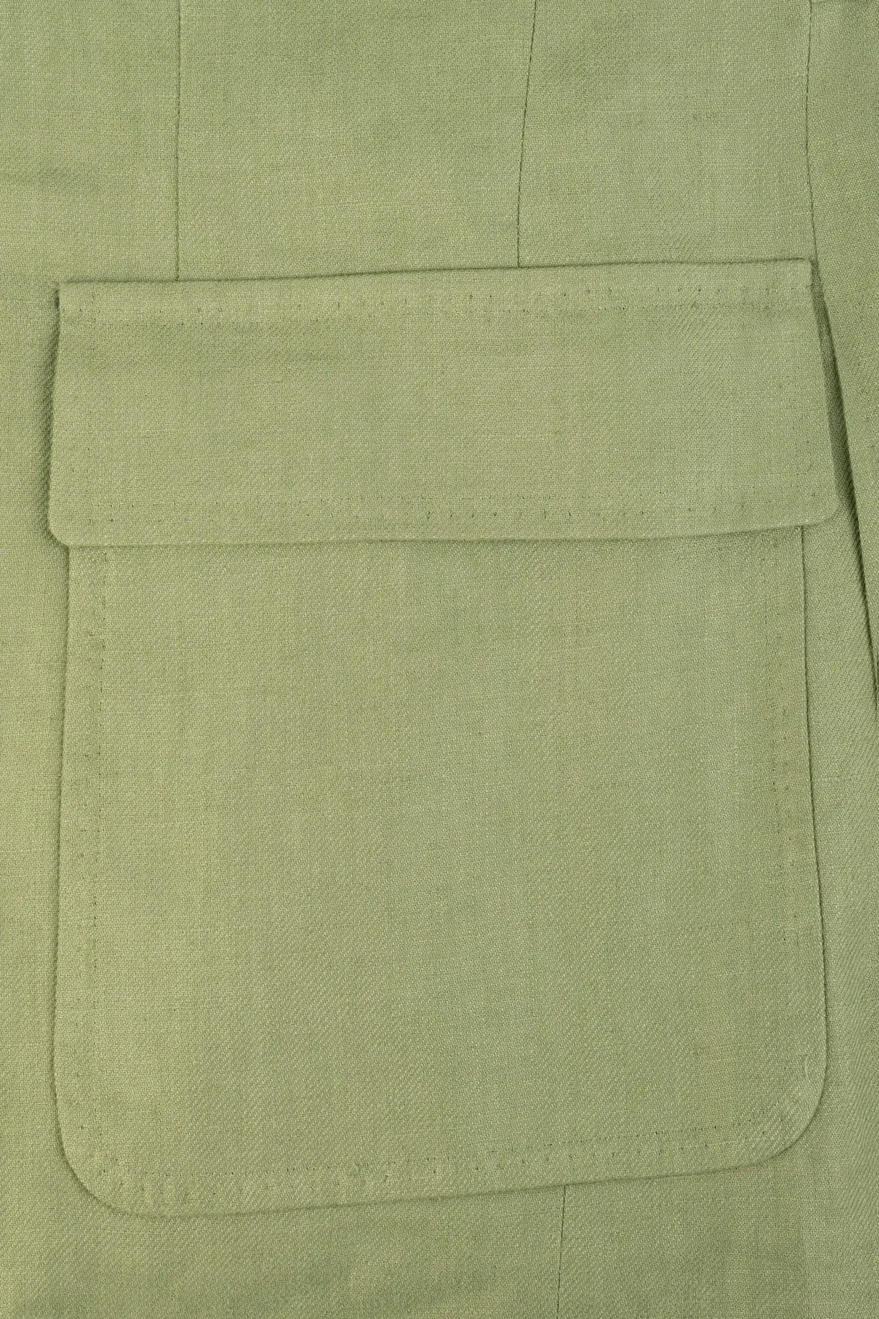 Sea Green Linen Single Breasted Patch Pocket Jacket