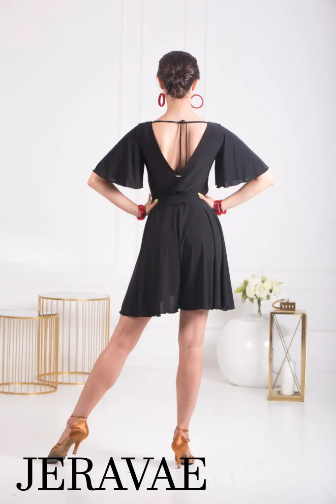 Senga Dancewear PARA PARA Black Jumpsuit with Shorts, Belt with Decorative Buckle, and Loose Sleeves PRA 1070 in Stock