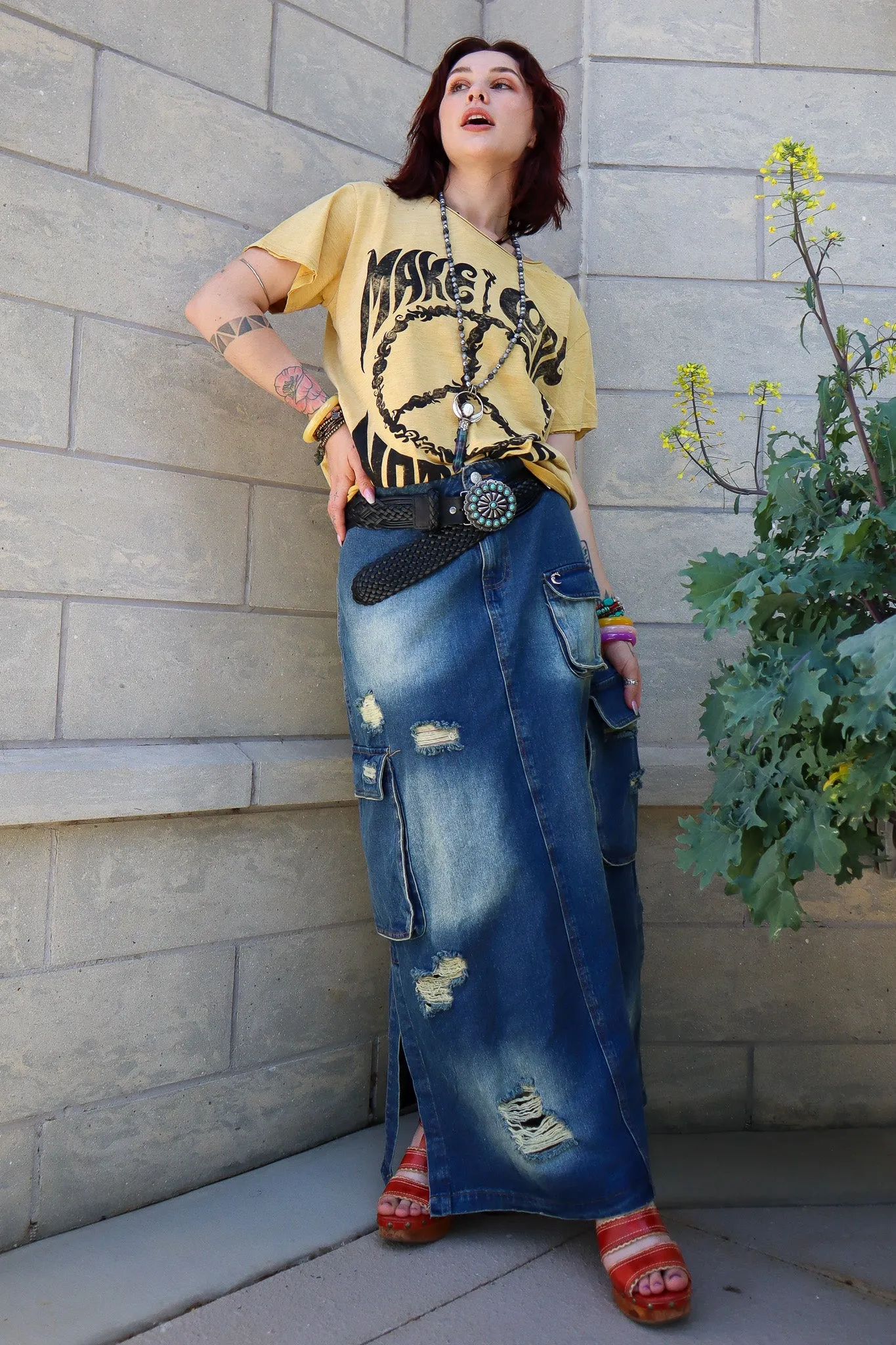 She's A Jewel Denim Maxi Skirt