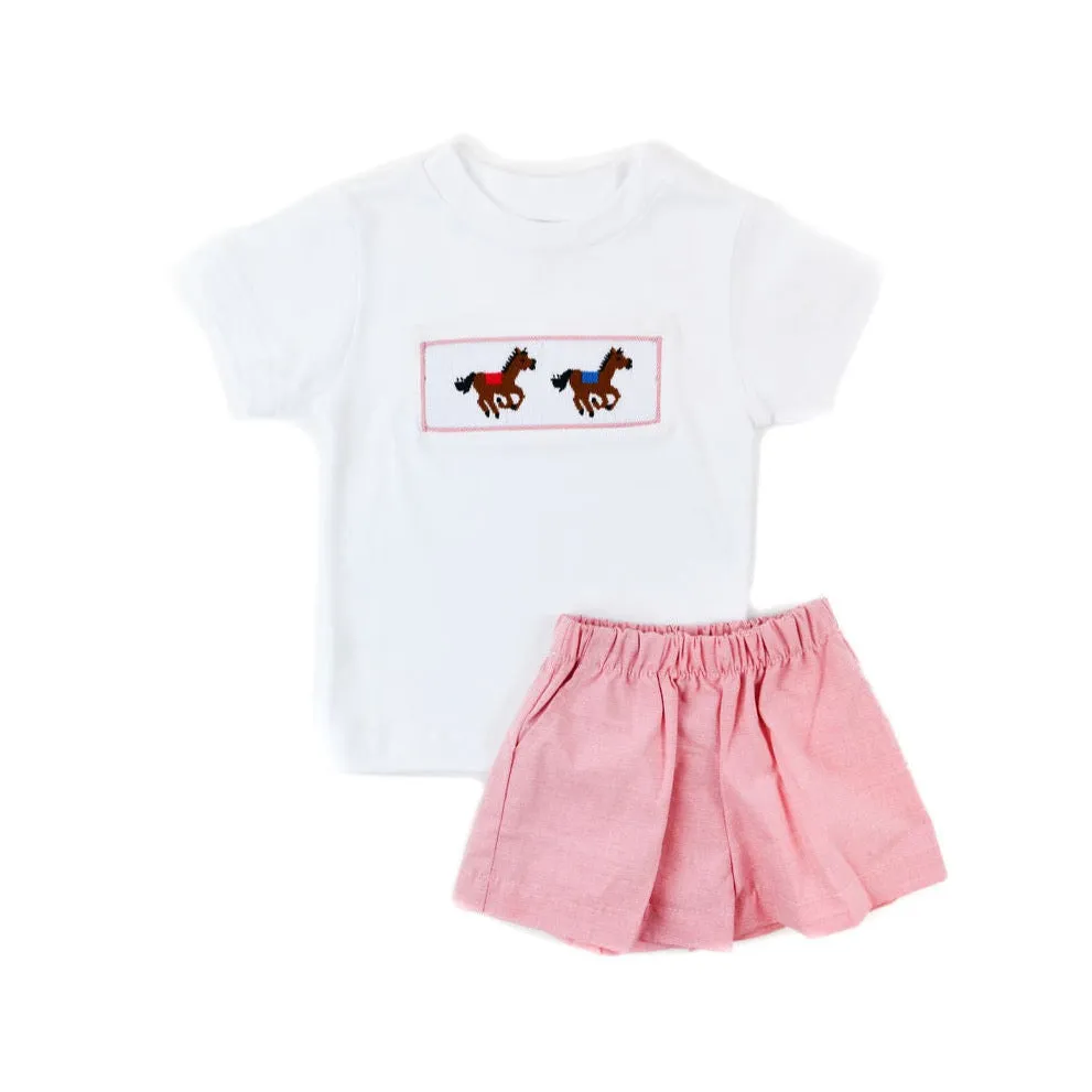 SMU Ponies Smocked Shorts Set