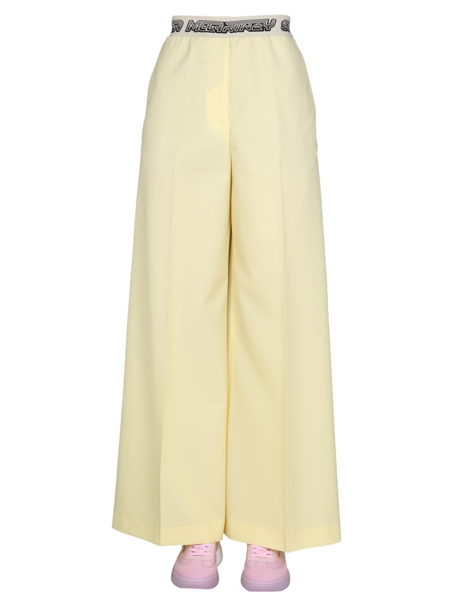 STELLA McCARTNEY    WIDE LEG WOOL PANTS WITH LOGO BAND