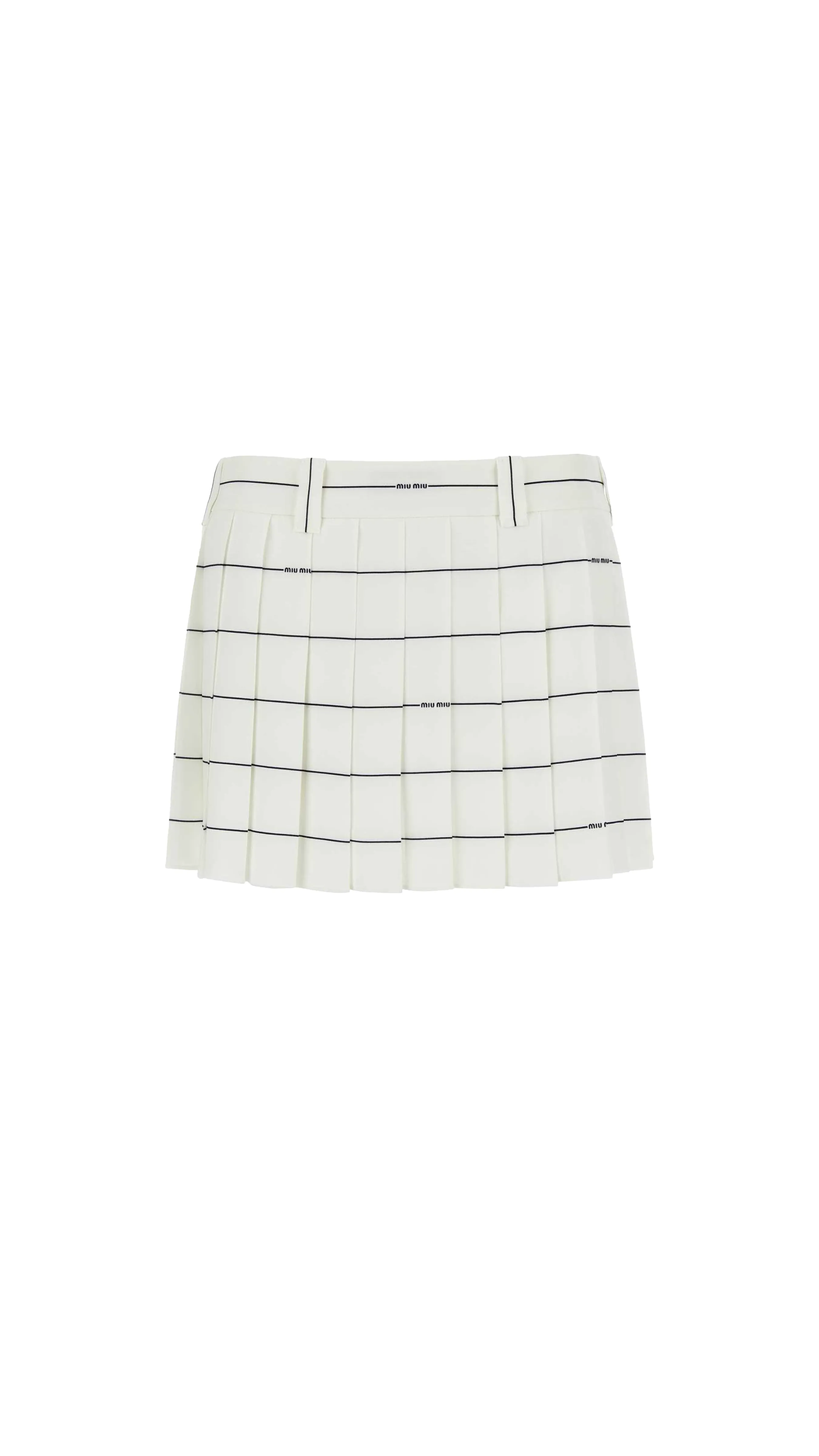 Striped Skirt In Viscose Sablé - White\Blue