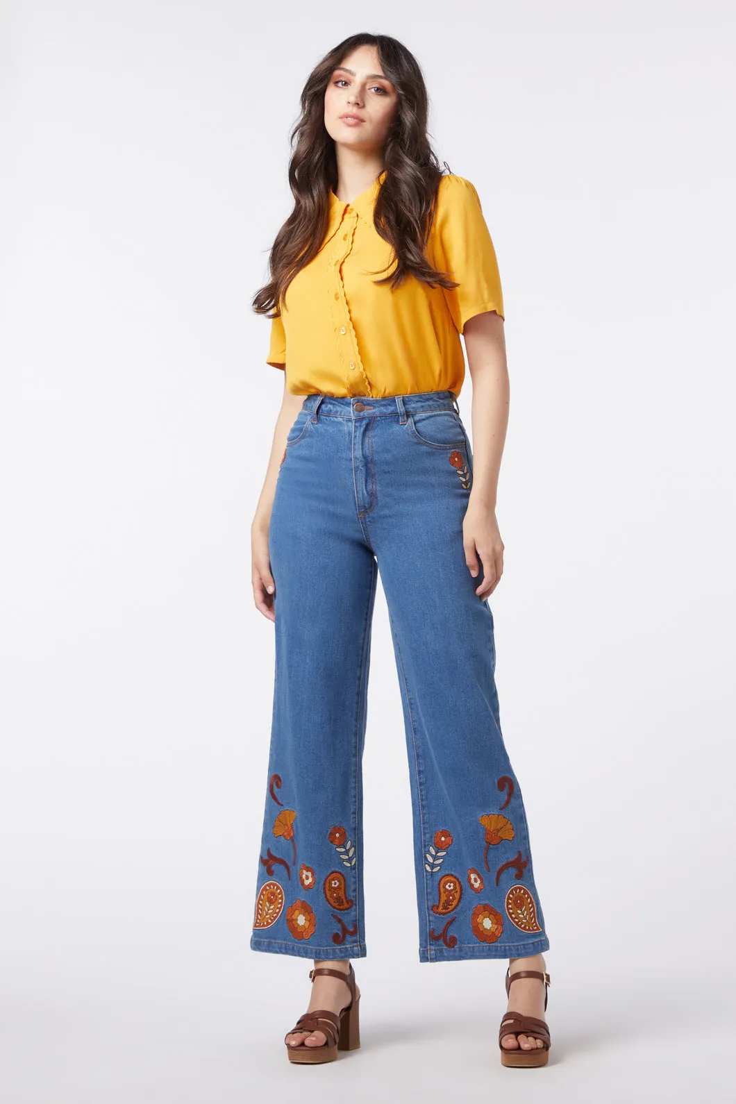 Sunset Paisley Embroidered Jean