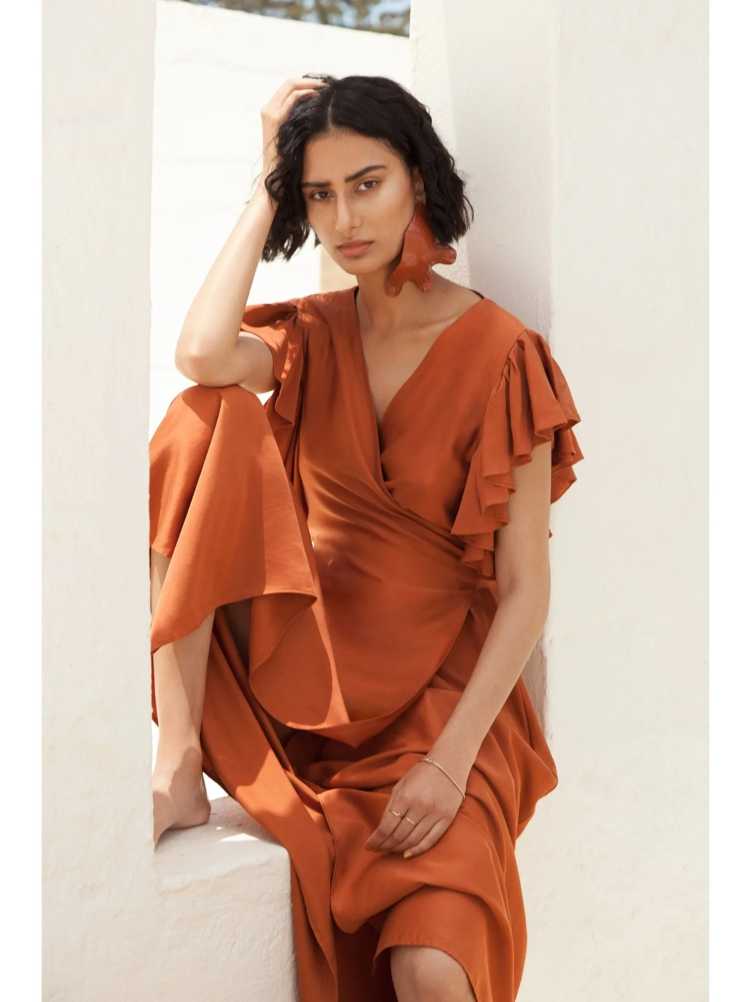 Sustainable Rukia Dress - Solid Rust