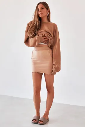 Sweat Mini Skirt - Camel