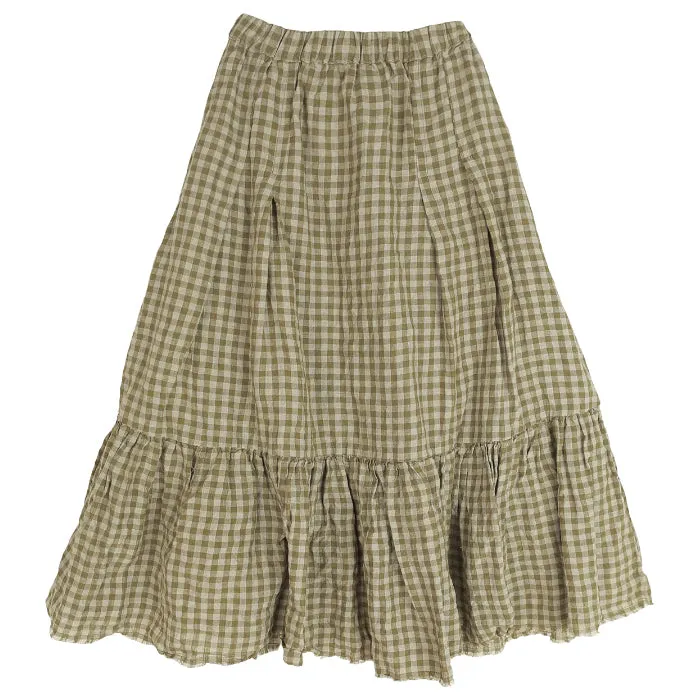 Tambere Child Herminie Skirt Khaki Green Gingham