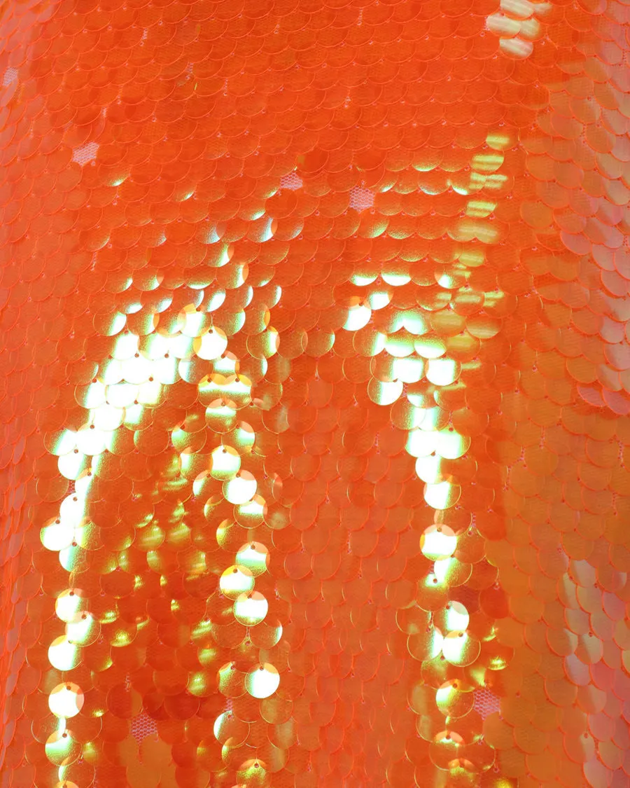 Tangerine Jolly Rancher Sequin Mini Skirt