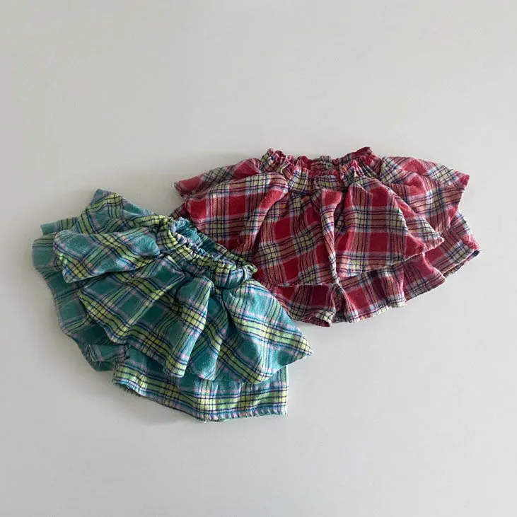 Toddler Hei Ruffle Layered Plaid Skirted Shorts (1-6y) - 2 Colors