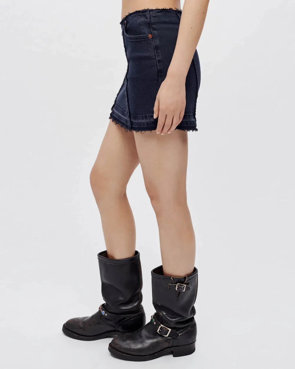 Tube Denim Mini Skirt in Blaken Blue