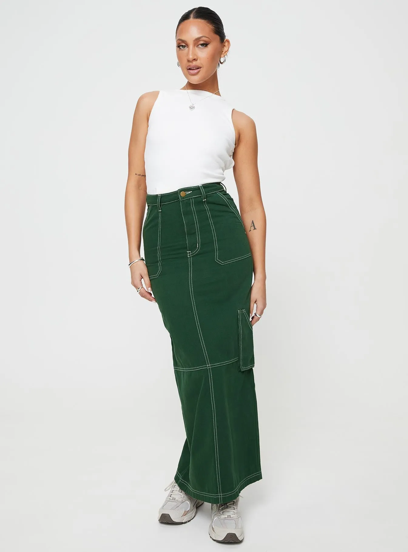 Vine Maxi Skirt Green