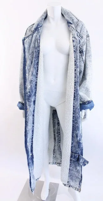 Vintage 80's Acid Wash Denim Sherpa Coat